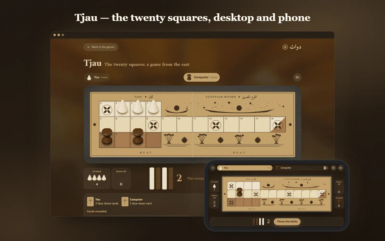 Tjau demo on desktop and a phone in landscape