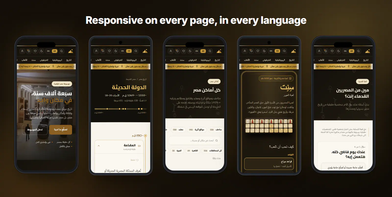 Five mobile screens