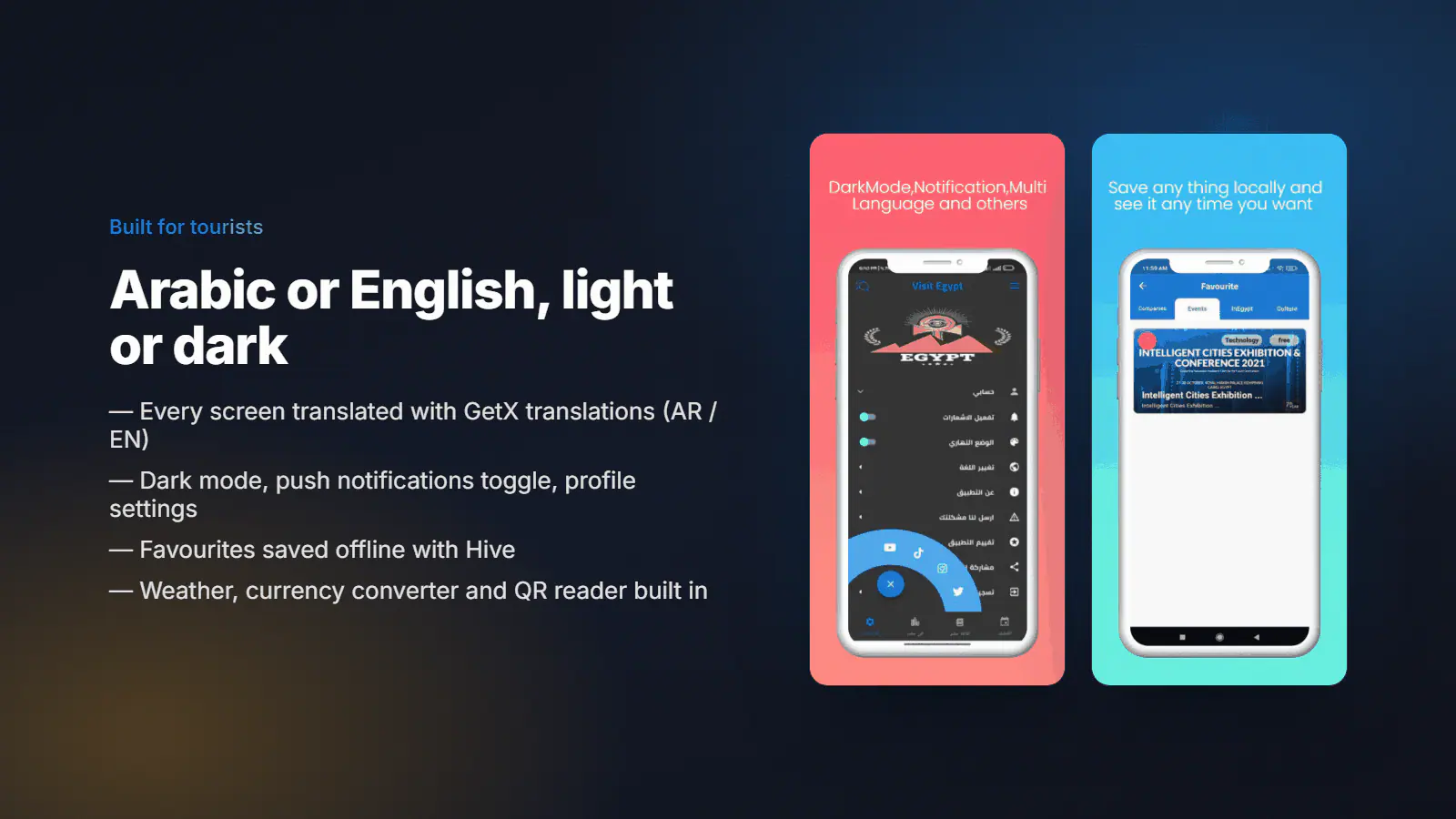 Arabic or English, light or dark